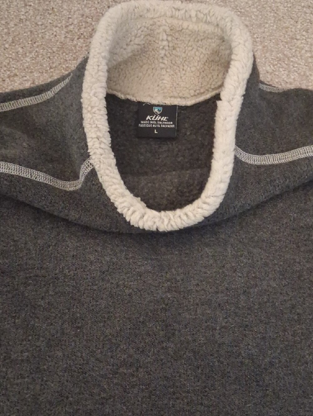 Women's Kuhl Gray Mock Crewneck Fleece-Lined Alpaca Pollover.  (L) - Picture 4 of 10
